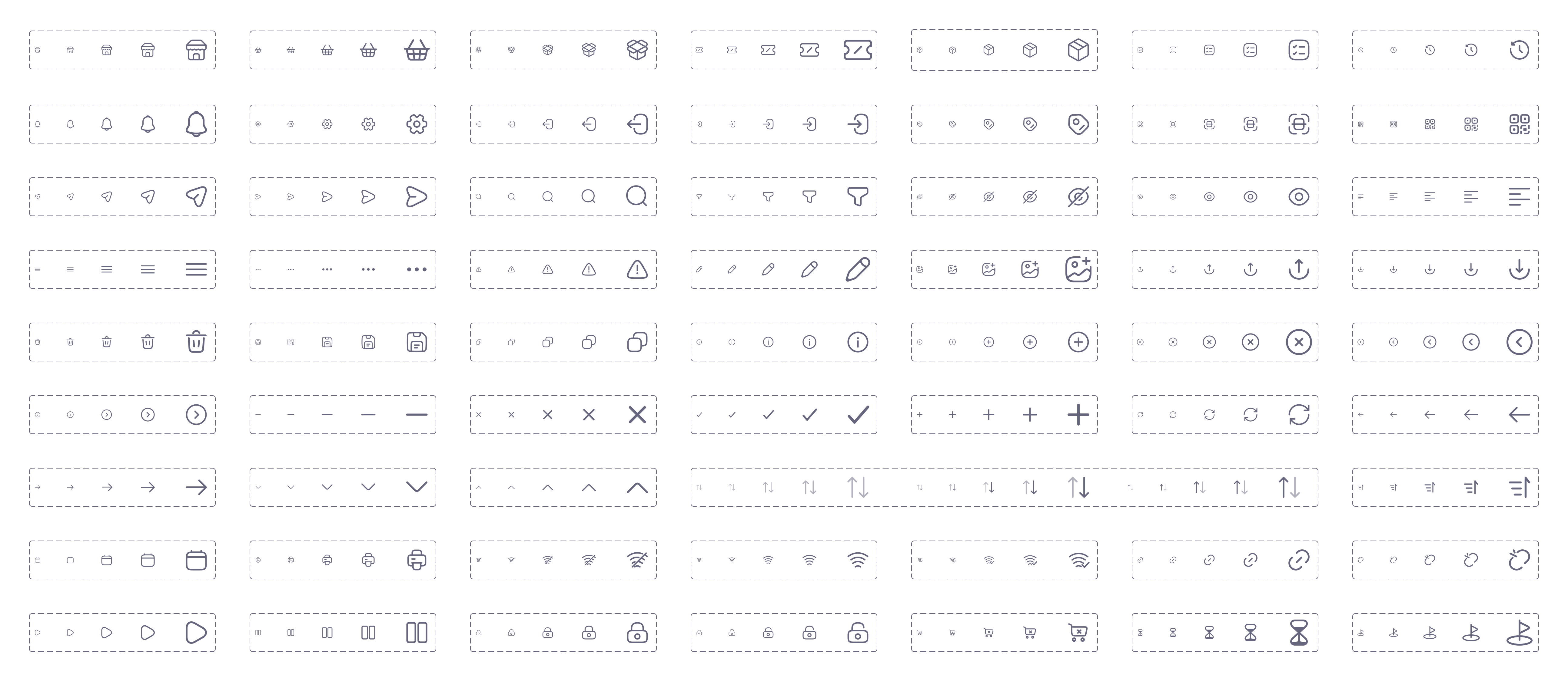 Icon set: redrawn to the brand, exported in five sizes