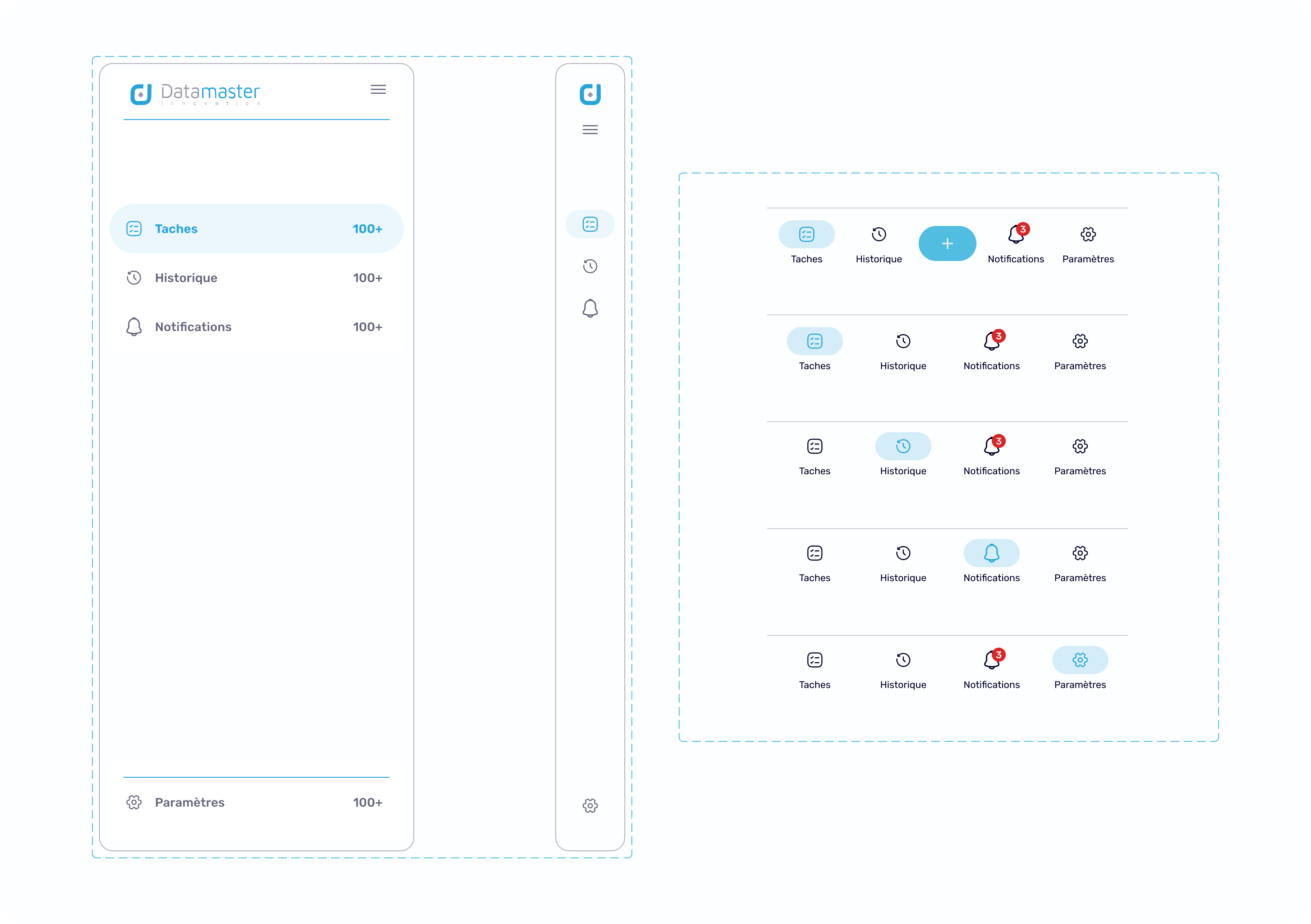 Navigation components: sidebars, rails, tab bars, and menus