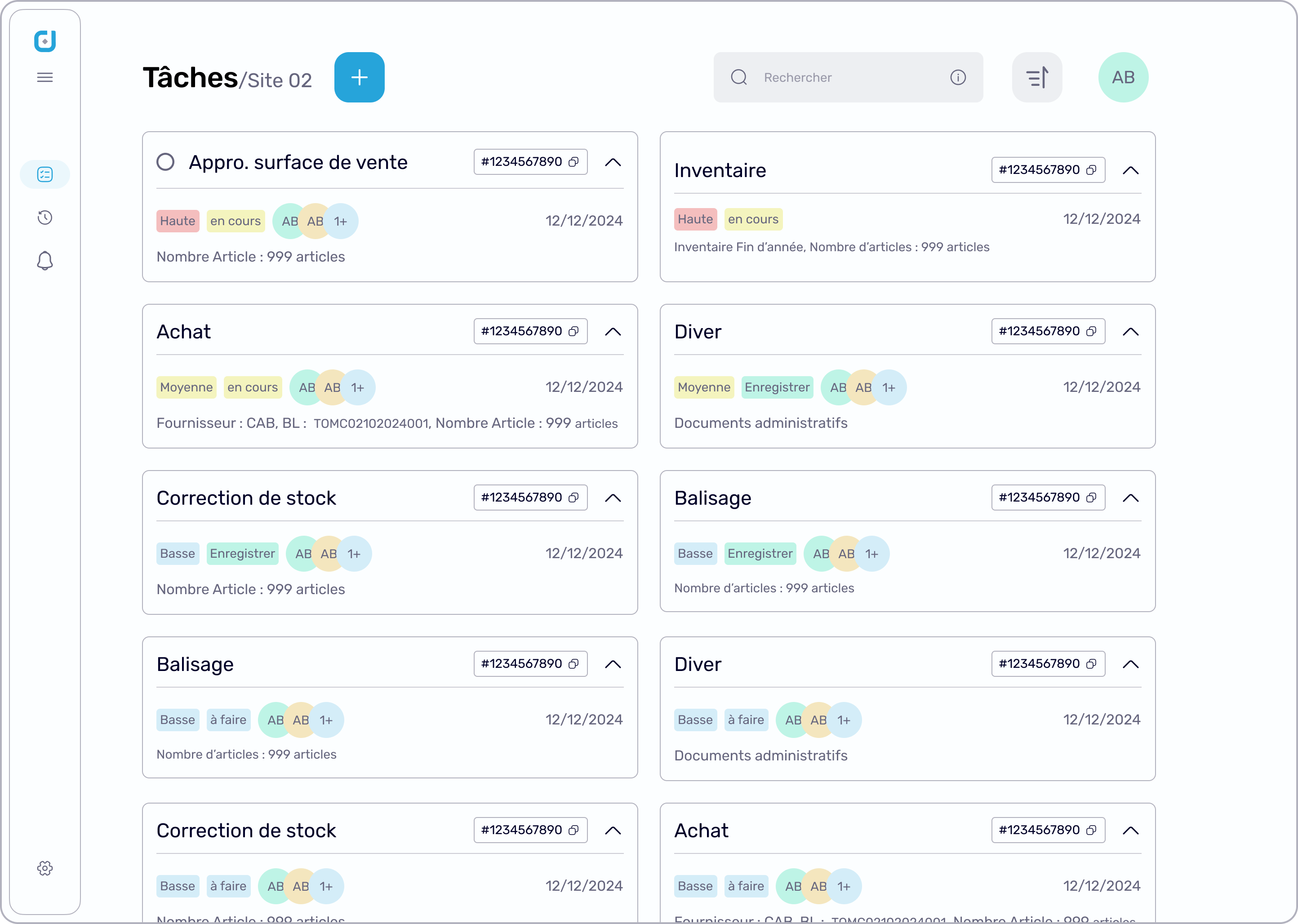 Redesigned desktop task view with two-column task cards and global actions